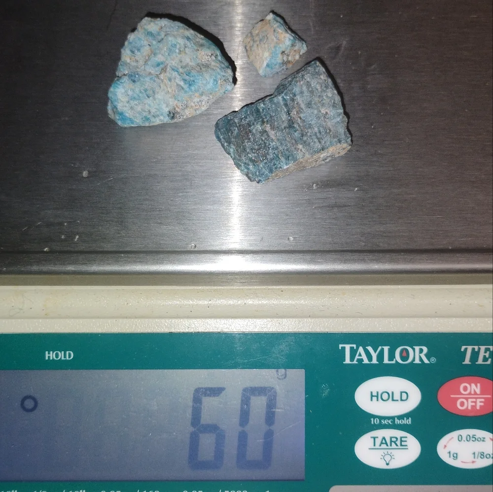 Natural Blue Apatite Stone Trio - Raw NEW